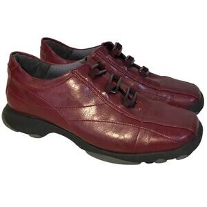 Azaleia Java Red Leather Slip On Loafer Womens 7.5 Square Toe Walking Shoe